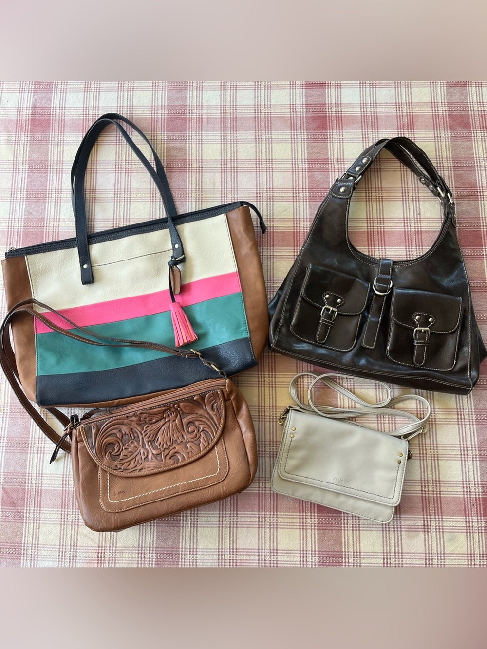 Handbag Lot (4) - Relic by Fossil, A.N.A, & BOC - Faux Leather Purse Tote Bag